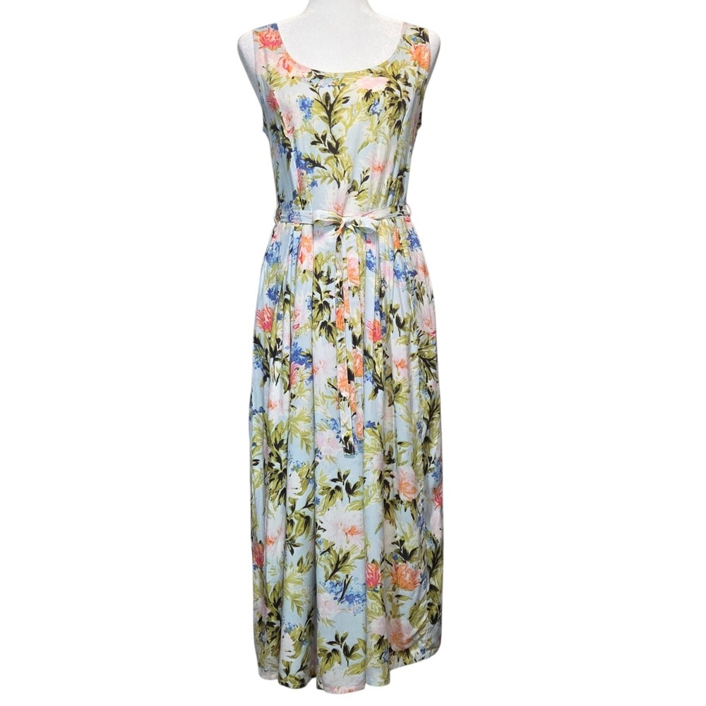 Expressions Floral Smocked Maxi Dress Cottagecore Feminine Romantic Womens Small